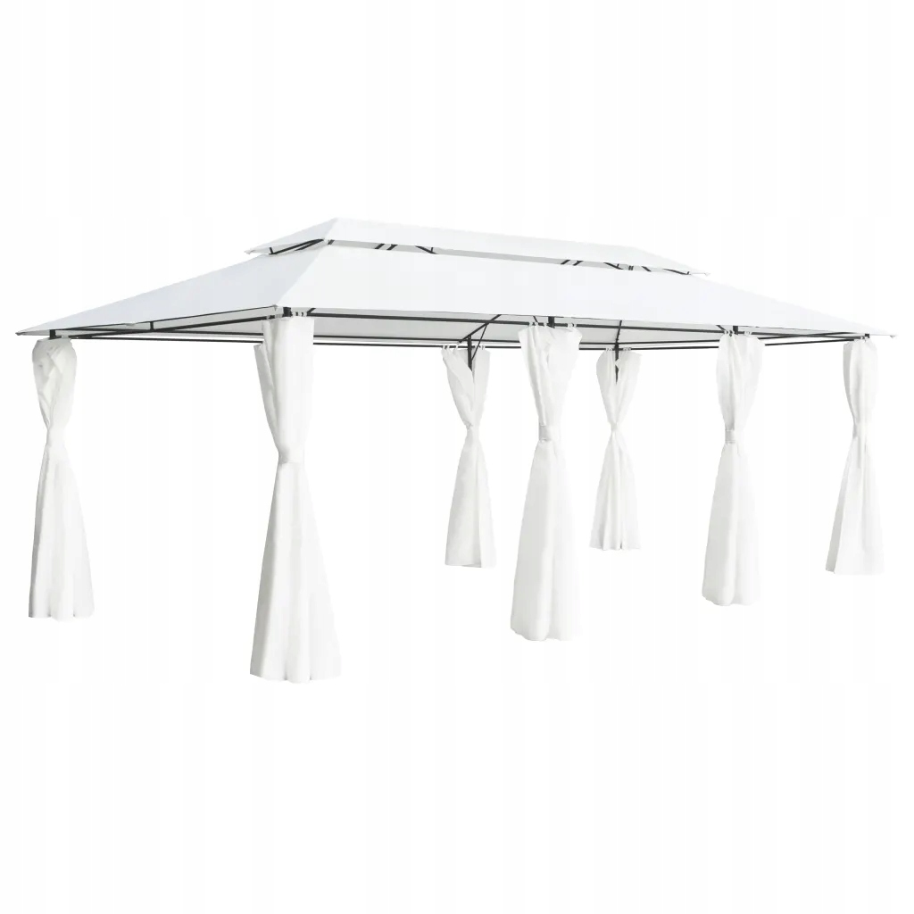 Zahradní altán se závěsy 600 x 298 x 270 cm bílý 180 g/m² Bílá 310073