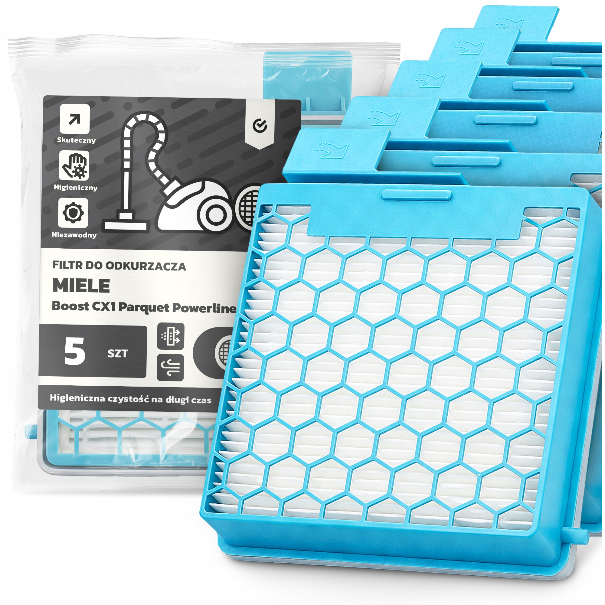 5 x Vzduchový Filtr pro vysavač Miele Boost CX1 Parquet Powerline Hep Em-w