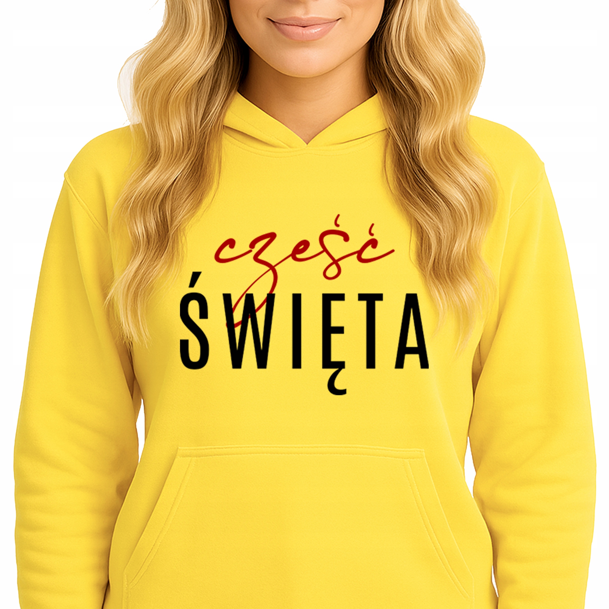 Mikina S Kapucí Žlutá bavlněná mikina Módní Youth Ahoj Vánoce Vel M