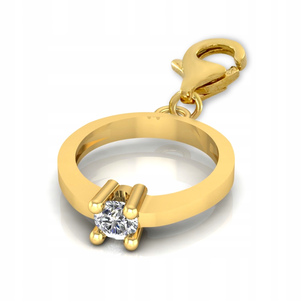 ZŁOTY CHARMS PIERŚCIONEK PIERŚCIEŃ Z CYRKONIĄ 585