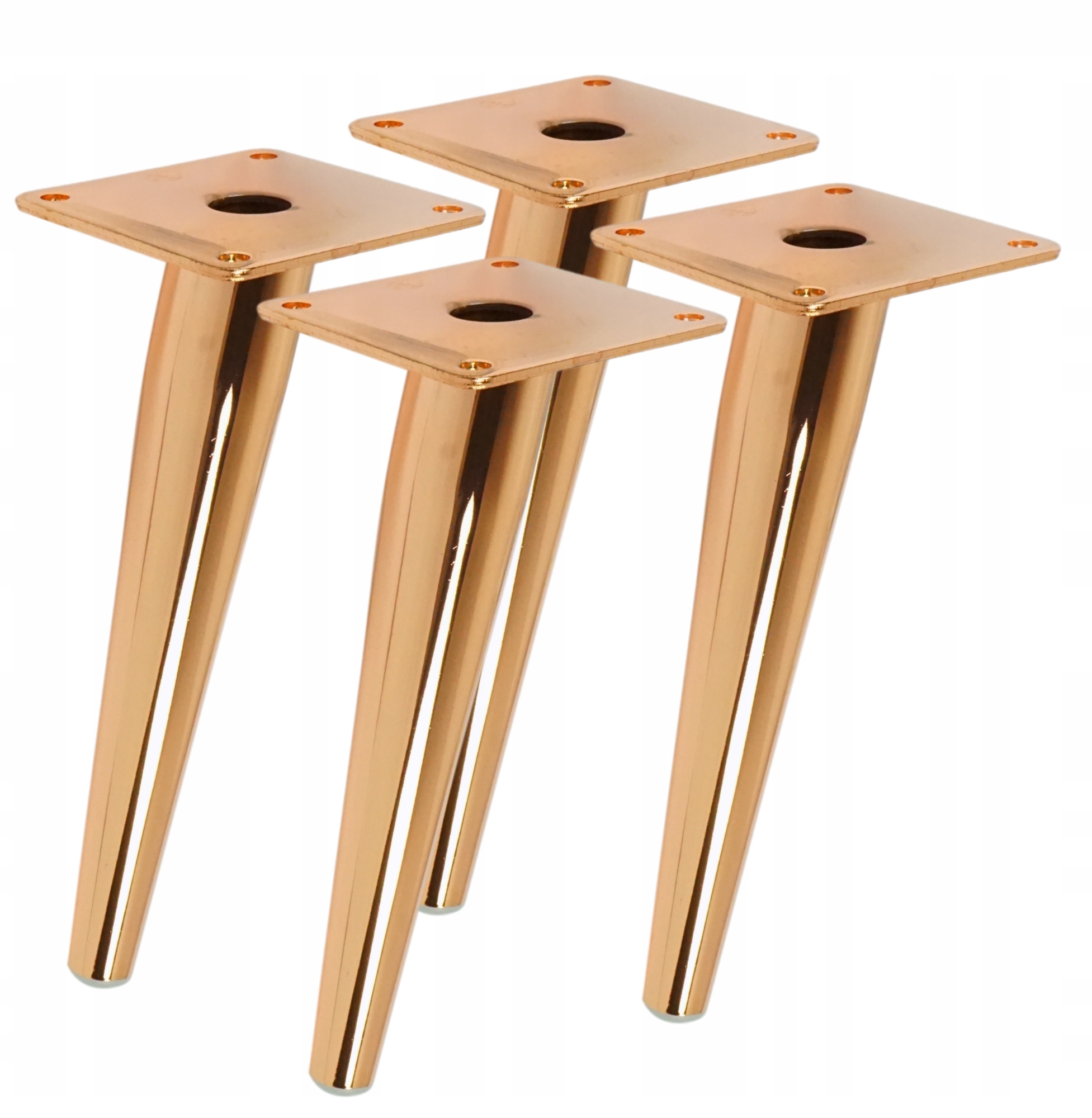 Ocelová noha šikmá 18 cm, montážní plech, měď, nábytková noha