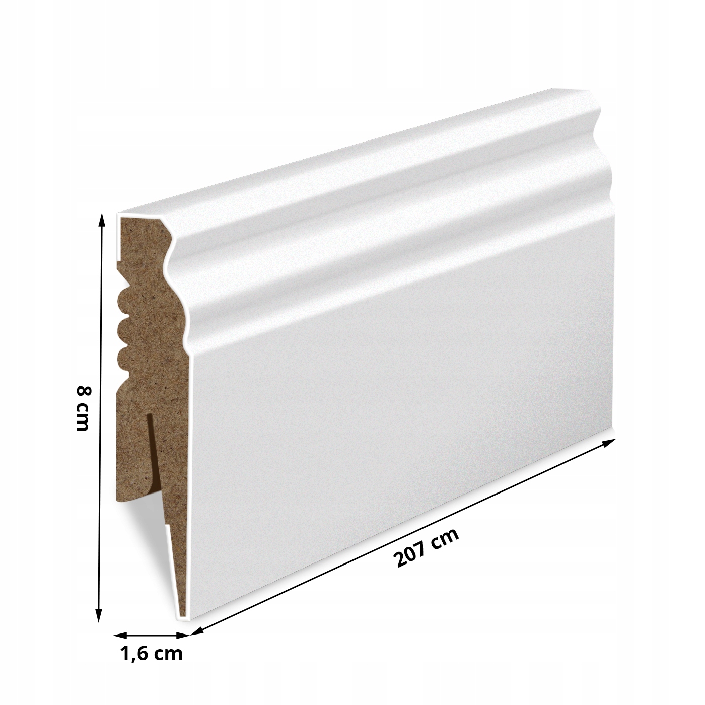 8 LISTWA FREZOWANA PRZYPODŁOGOWA MDF BIAŁA DEKORACYJNA COKÓŁ Marka Golddoor