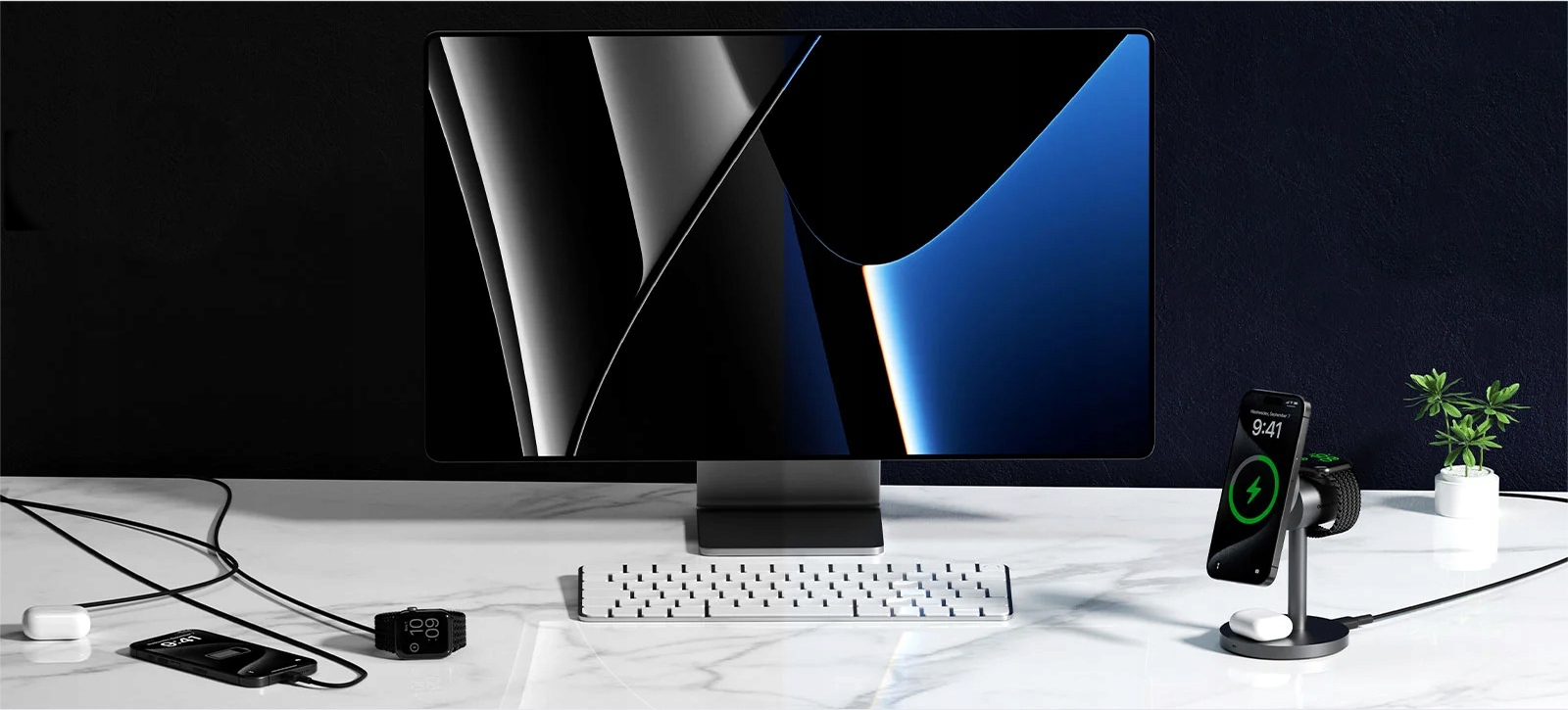 Nabíječka Aukey Indukční nabíječka 3v1 Qi2.0 15W