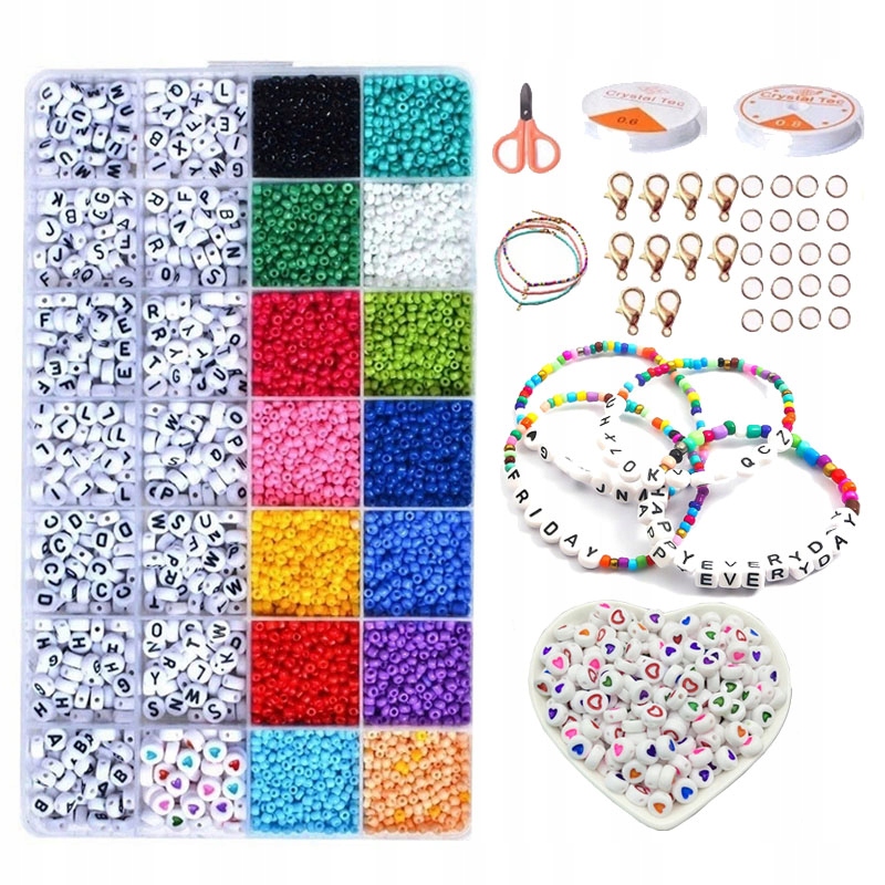 ZESTAW KORALIKÓW DO ROBIENIA BRANSOLETEK LITERKI EAN (GTIN) 5903357603182