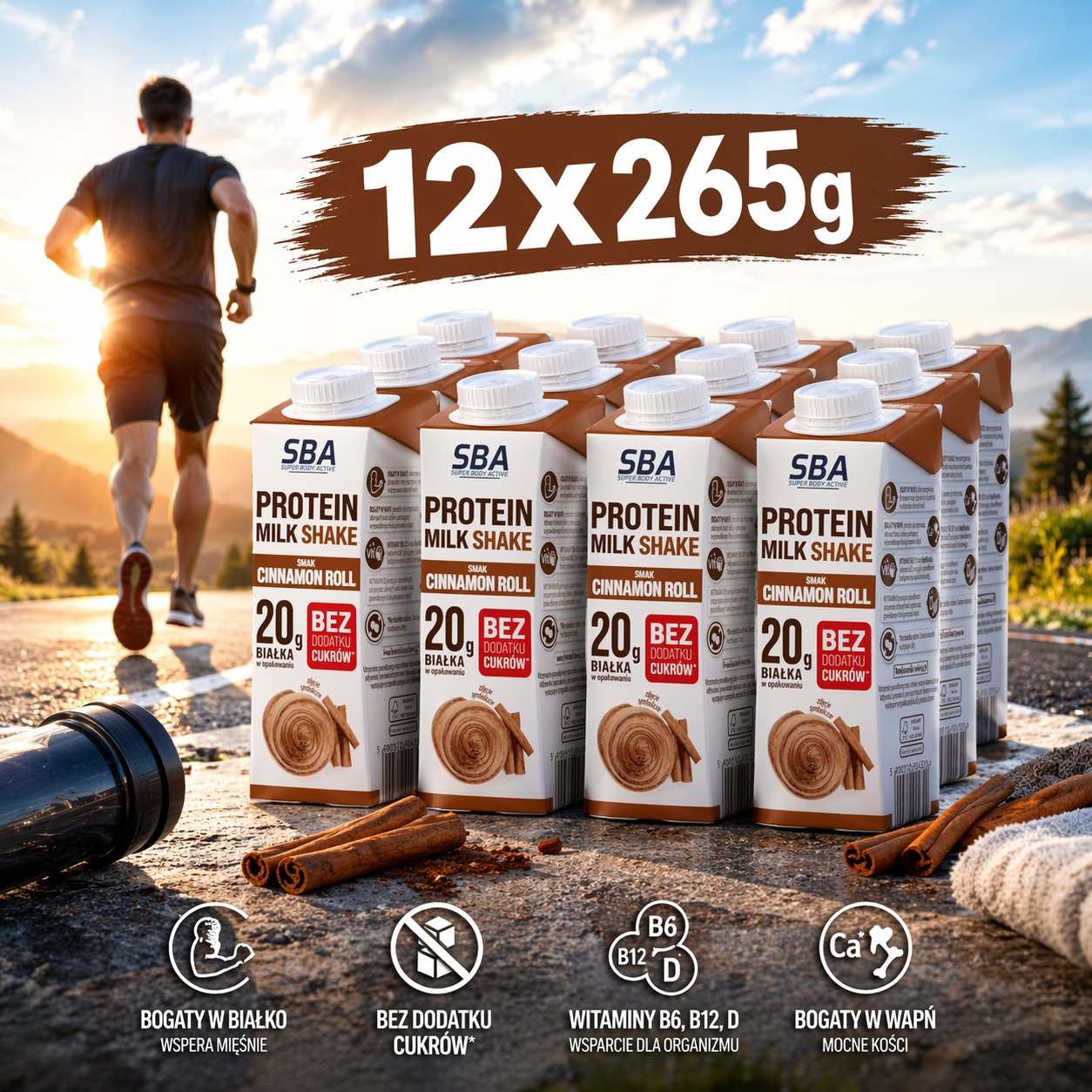Proteinový Shake Cinnamon Roll 12x265g 20g Bílkoviny Bez Cukru