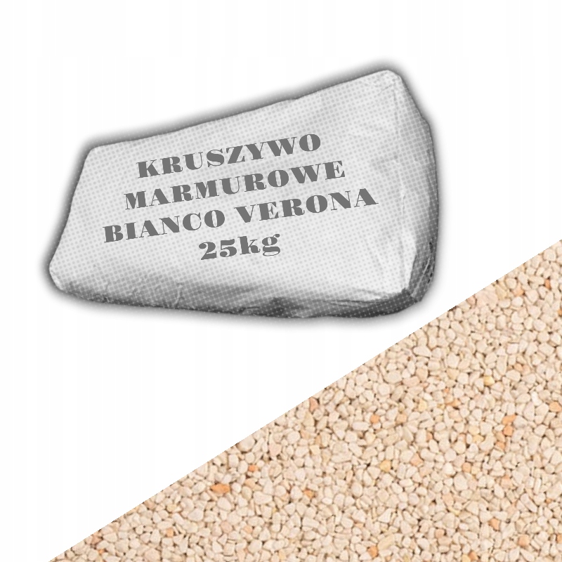 Kamenná mramorová drť koberec Bianco Verona 2-4 mm 25 kg