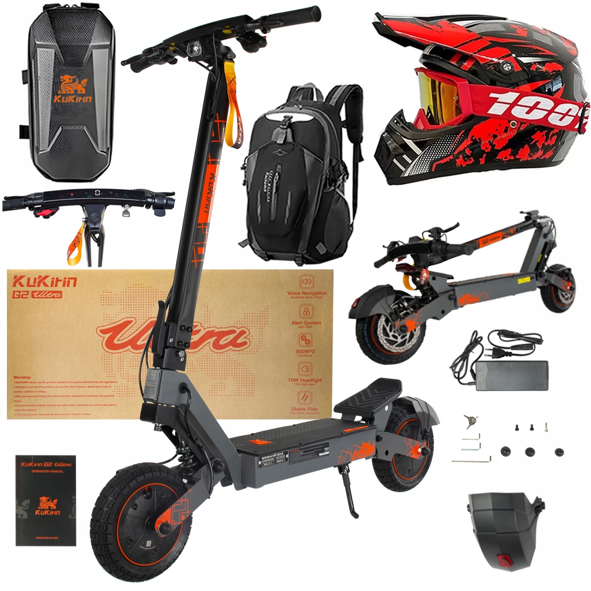 Kukirin G2 Ultra elektrické vozidlo 2000W 55km/h 55KM 48V18Ah 10" dárky