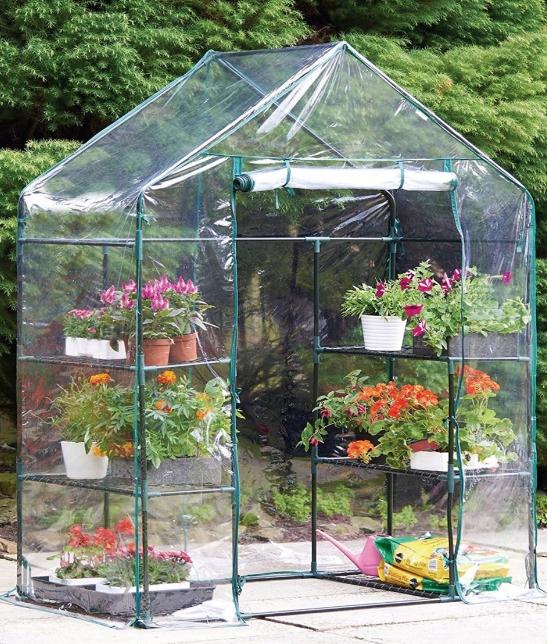 SZKLARNIA OGRODOWA GARDENLINE Z TRZEMA PÓŁKAMI NA KWIATY 1M2 1,4X1,4M Producent GardenLine