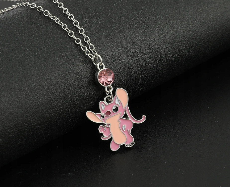Naszyjnik Dziecięcy Łańcuszek Stitch Disney Lilo & Stitch Różowy Cyrkonia Materiał Inny