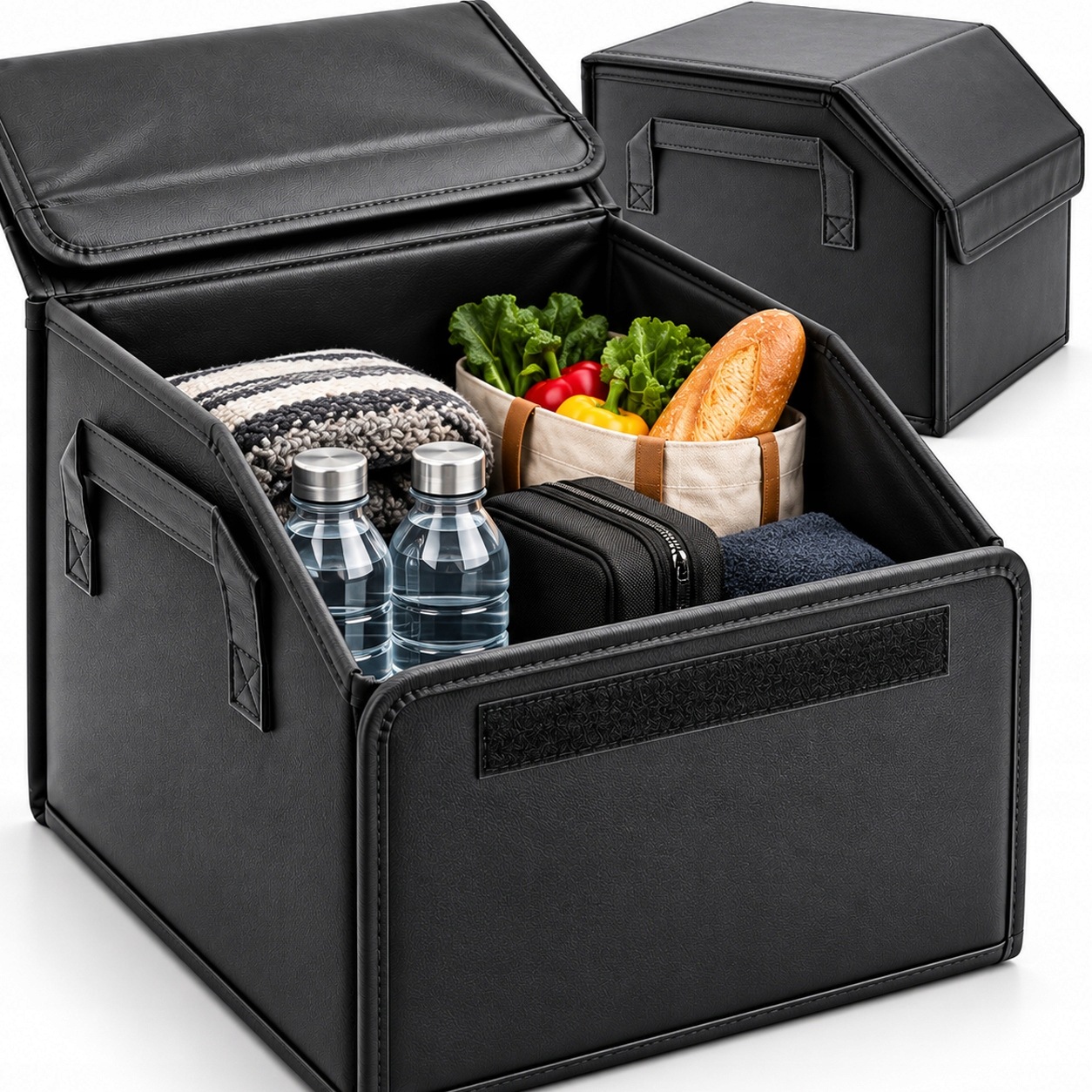Organizer Samochodowy Kufer Bagażnik 30x30x28 CM Składany Czarny Na Rzep