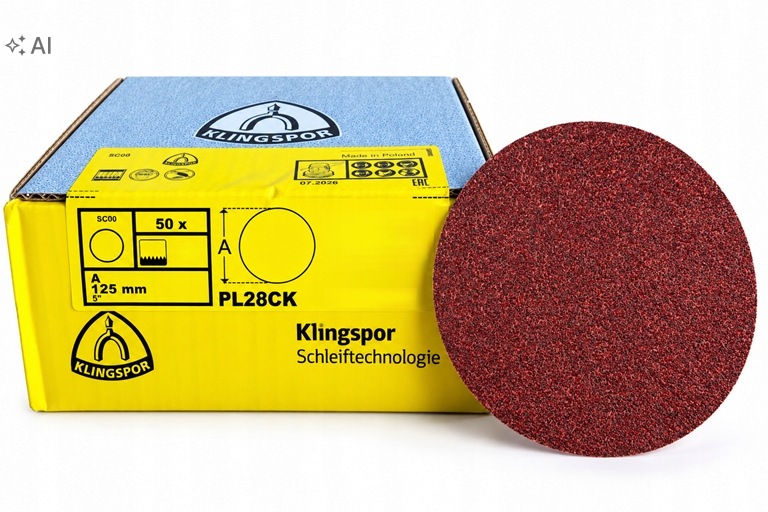Krążek ścierny Klingspor PL28CK 125mm P120 na rzep bez otworów