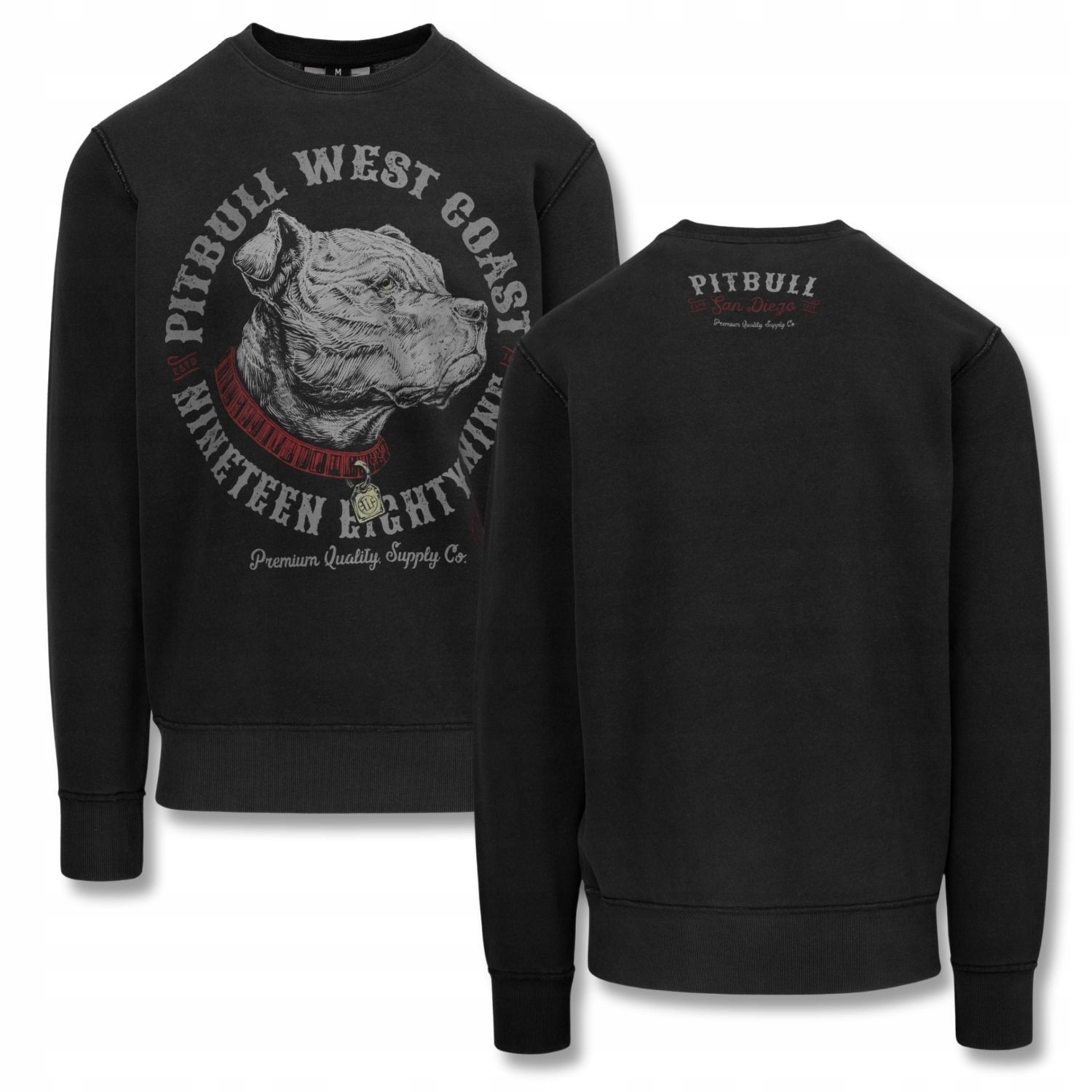 Pánská Mikina Pitbull Washed Strenght & Respect Potisk na Zádech Pro Každodenní Nošení