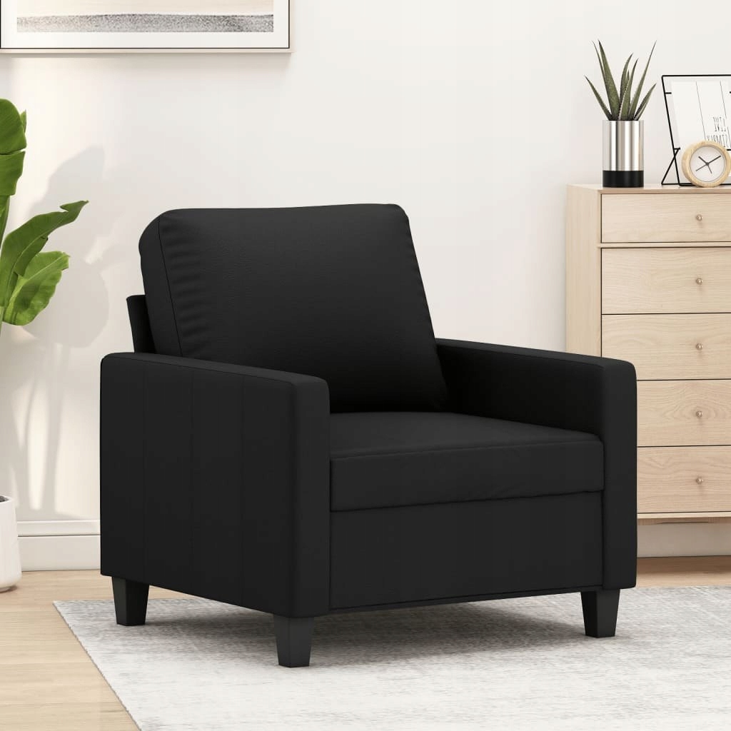 vidaXL Fotel, czarny, 60 cm, obity sztuczną skórą