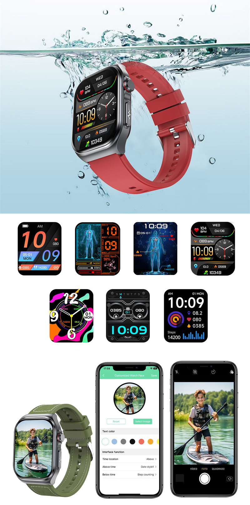 ZEGAREK SMARTWATCH OPASKA SMARTBAND PRO SPORT PULS SPORTOWY SMART MENU PL Rodzaj cyfrowe