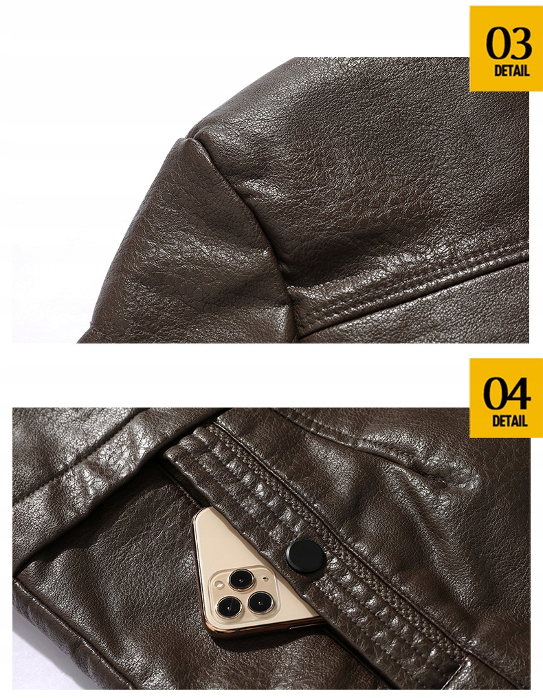 ELEGANCKI MĘSKI PŁASZCZ SKÓRZANY ZIMOWY DŁUGA MARYNARKA Długość do połowy uda