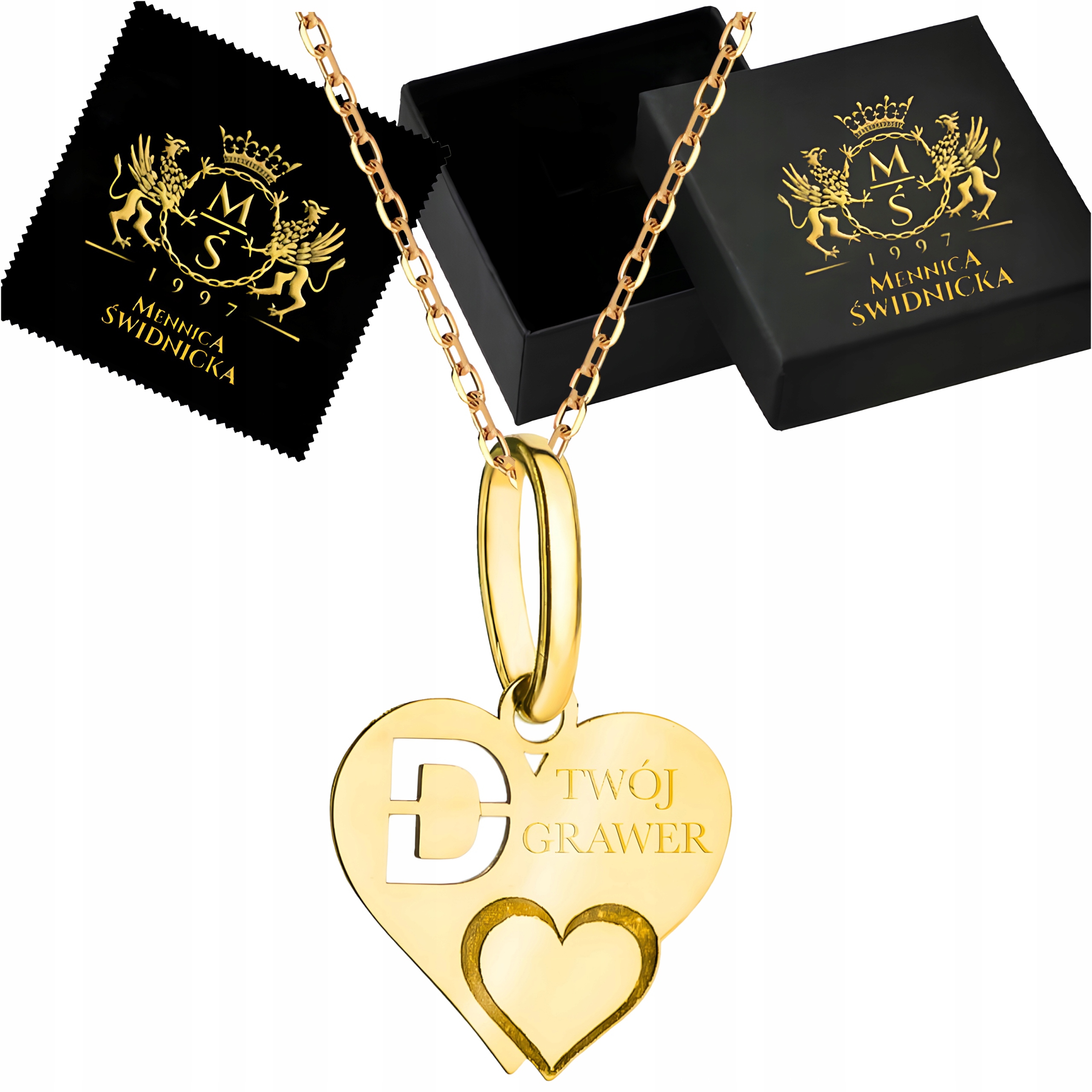 Dámský Řetízek Srdce s písmenkem D Zlato 585 Dárek pro ženu Gravírování