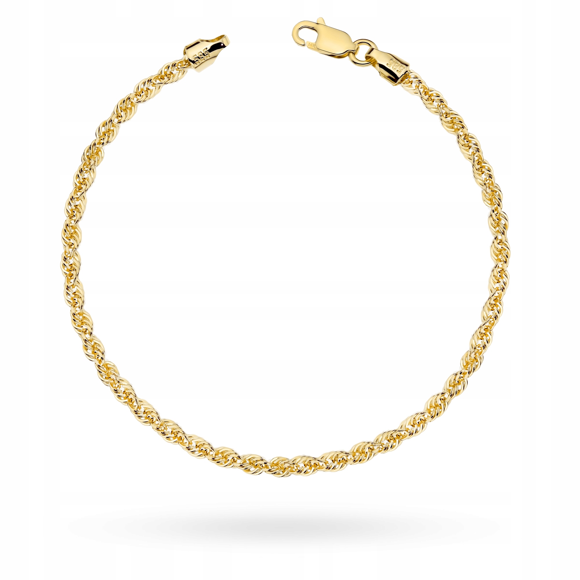 Złota Bransoletka Damska pr. 585 14k Klasyczny Splot Korda 19cm Pudełko