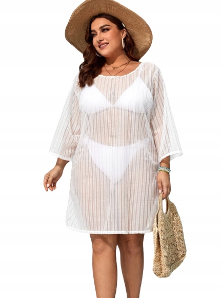 SHEIN KIMONO PLAŻOWE PLUS SIZE BIAŁE 48 1VXB