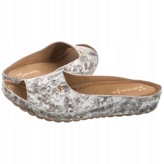 Boty Nazouváky Kožené Dámské Maciejka Hnědé/Zlaté s květy 02628-46