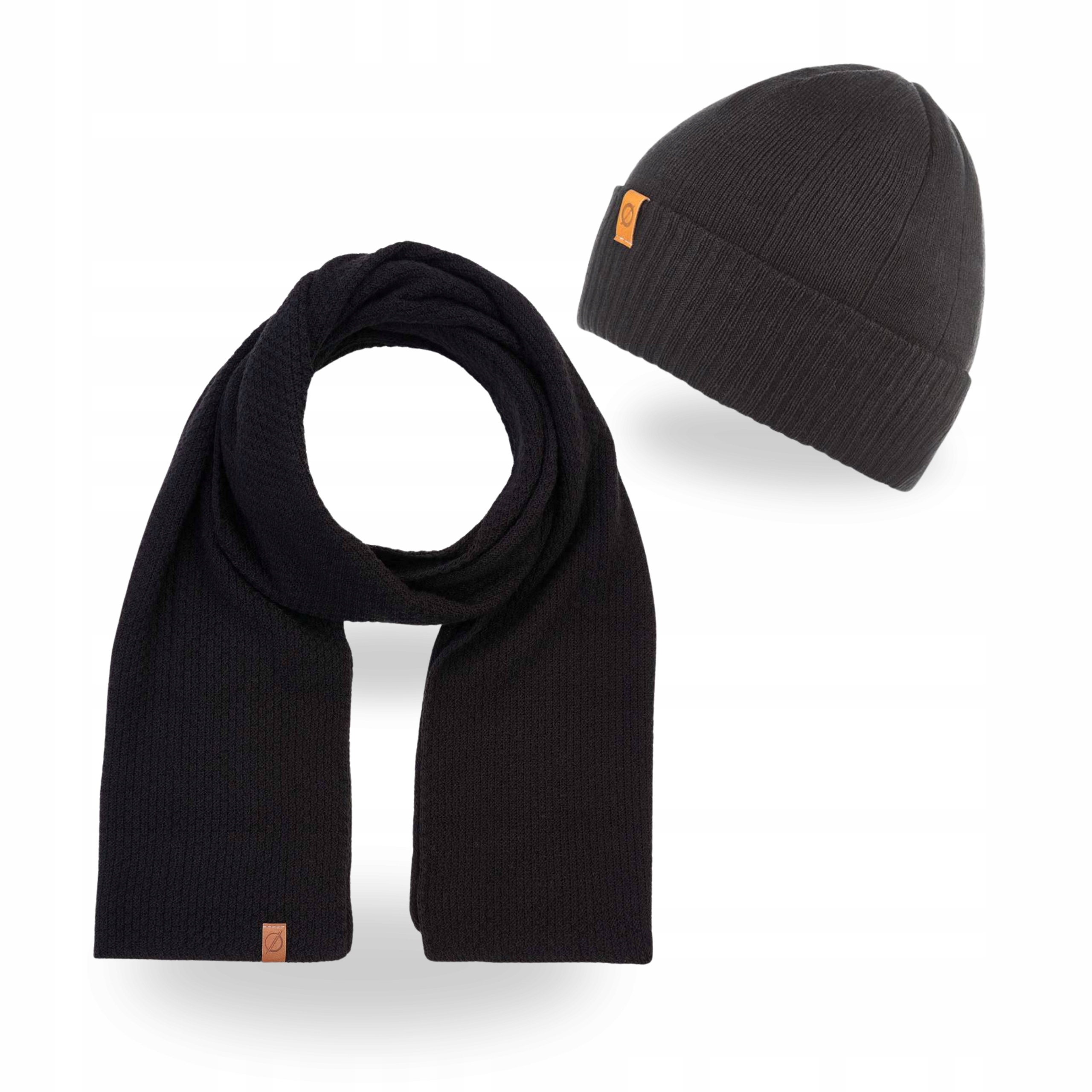 Pánský zimní set 2v1 Čepice s rolováním Dlouhý šátek Brodrene Černá