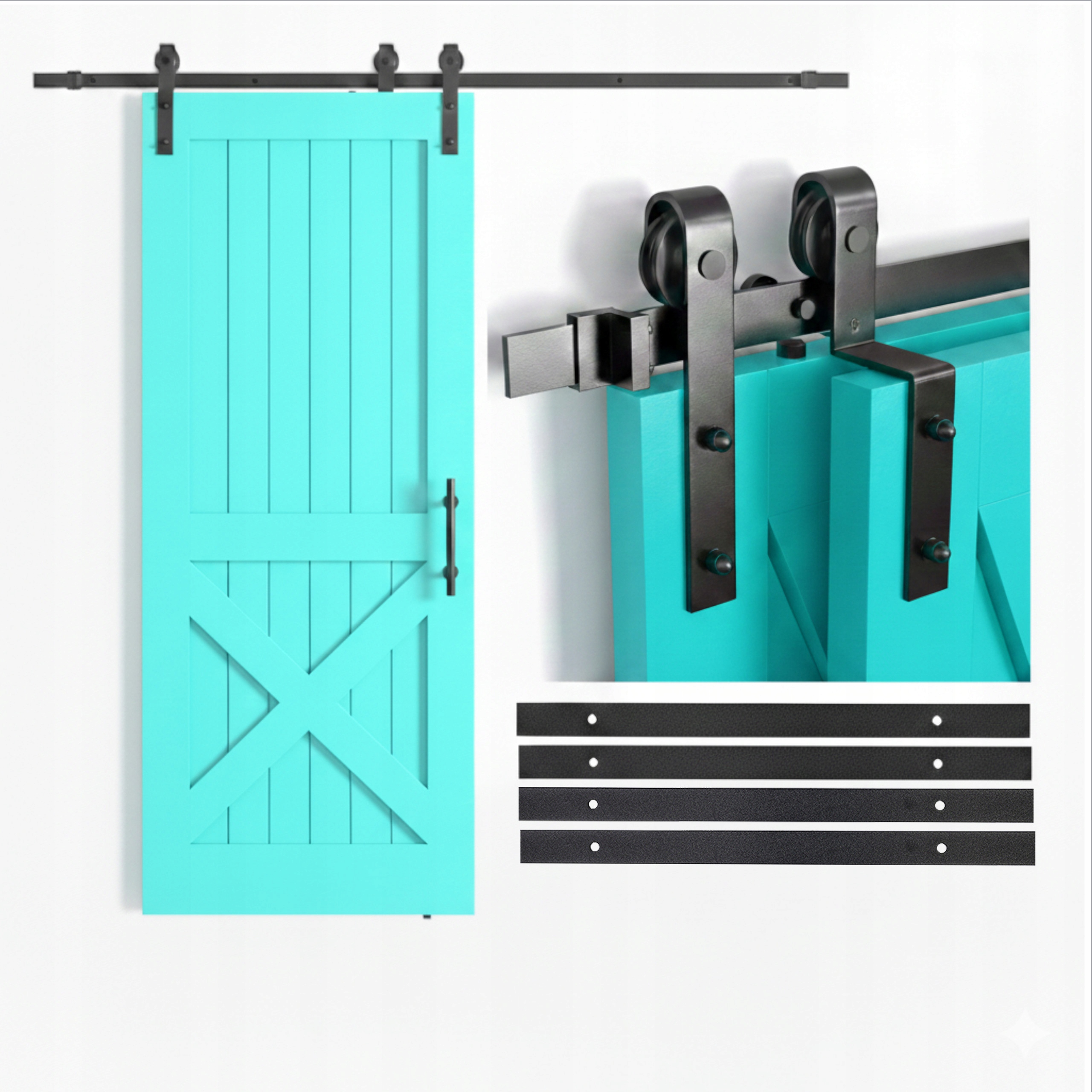 Posuvný systém Loft By-pass 4 m, dvojité míjené dveře, kolejnice 400 cm, černá barva