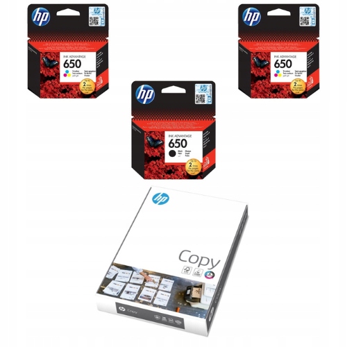 Komplet Oryginalnych Tuszy Hp 650 2xKolor CZ102AE Czarny CZ101AE+HP Copy