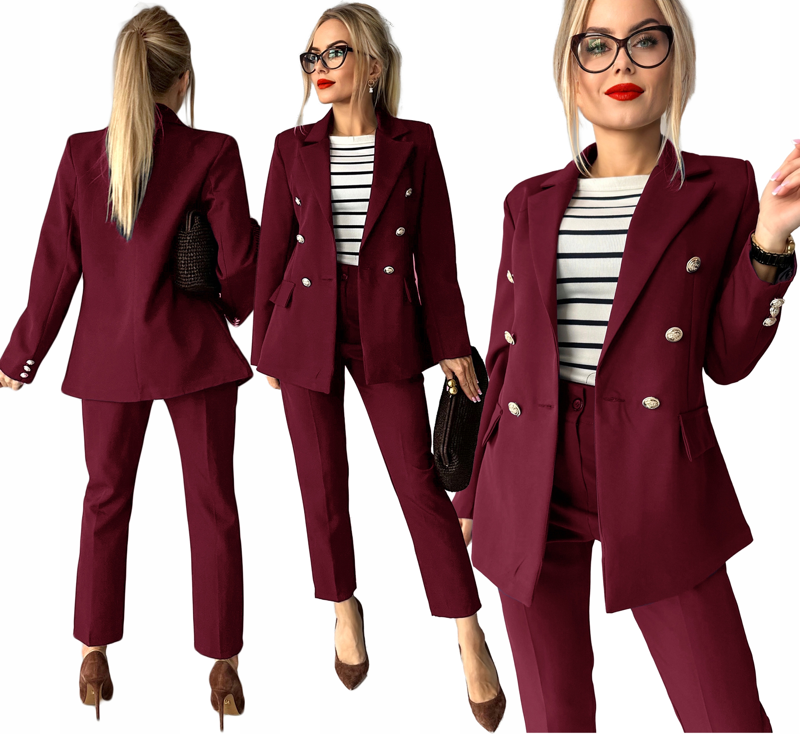 Elegantní dámský komplet sako doutníkové kalhoty 40 Aliana