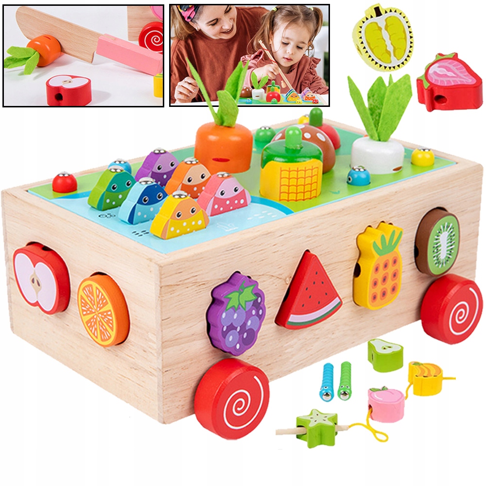 DREWNIANA ZABAWKA OGRODOWA KOSTKA EDUKACYJNA 7W1 Liczba elementów 1 szt.