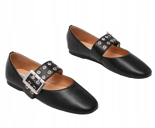 Steve Madden Černé Baleríny S Ozdobnou Sponou, Kůže 37 T7A