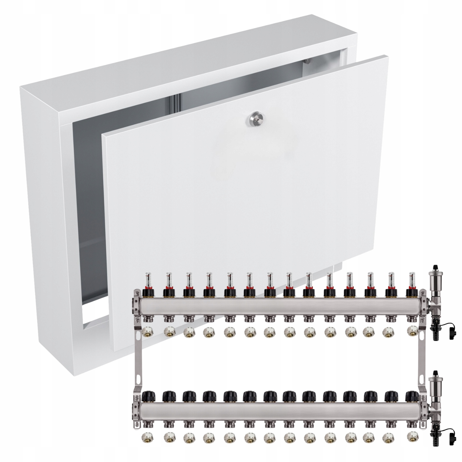 Nerezový Rozdělovač Podlahovky 14+ Nástěnný Box Bílý+pex