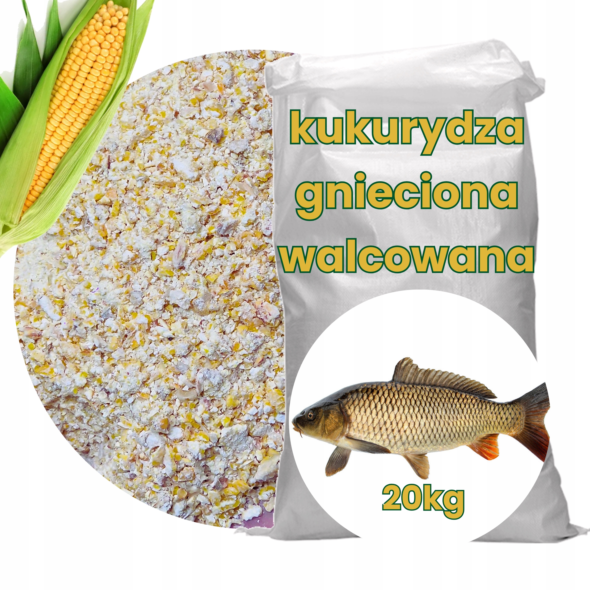 Kukurydza gnieciona 10kg ziarno zanęta na ryby amur karp karaś płóć narybę