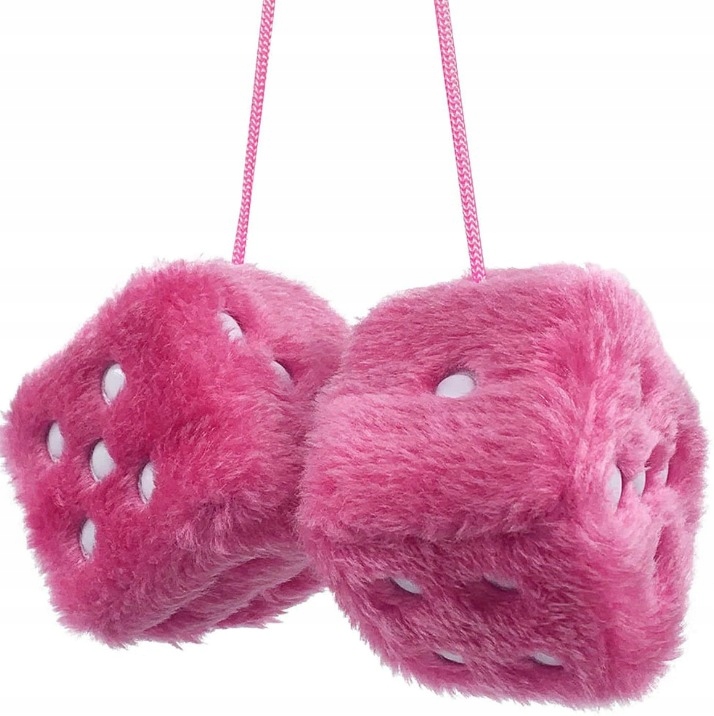 Różowe Pluszowe Szczęśliwe Kostki Auta Samochodu Lusterko Ozdoba Gadżet