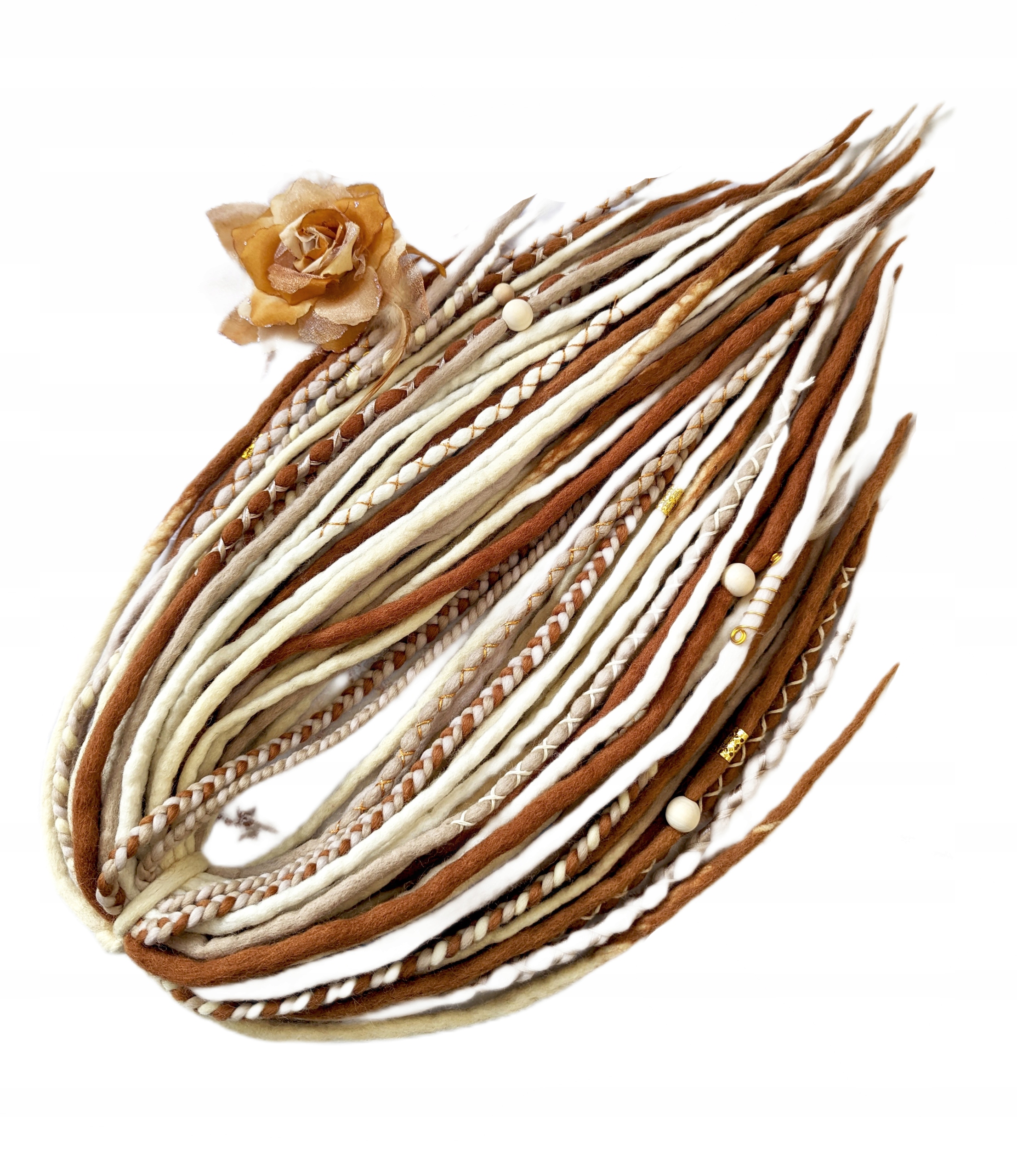 Dredloky Dredy vlněné, blond rudé, Medový Sen, 40 kusů