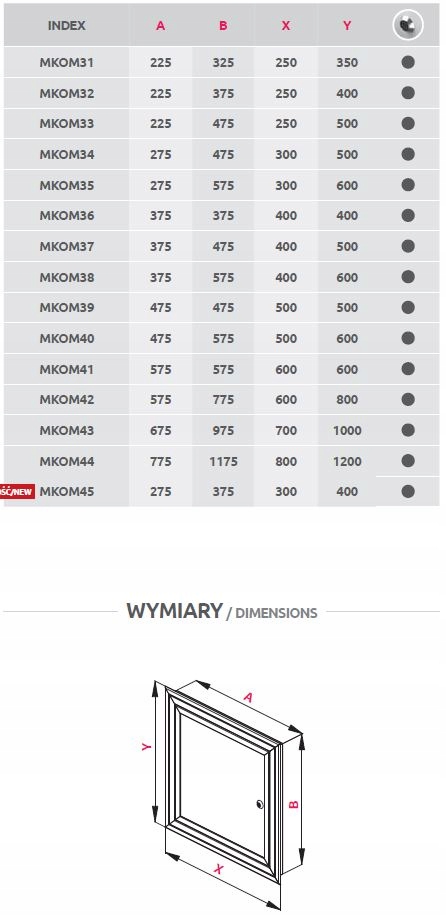 AWENTA MKOM42 MASKOWNICA KOMOROWA DRZWICZKI 60x80 Materiał PVC