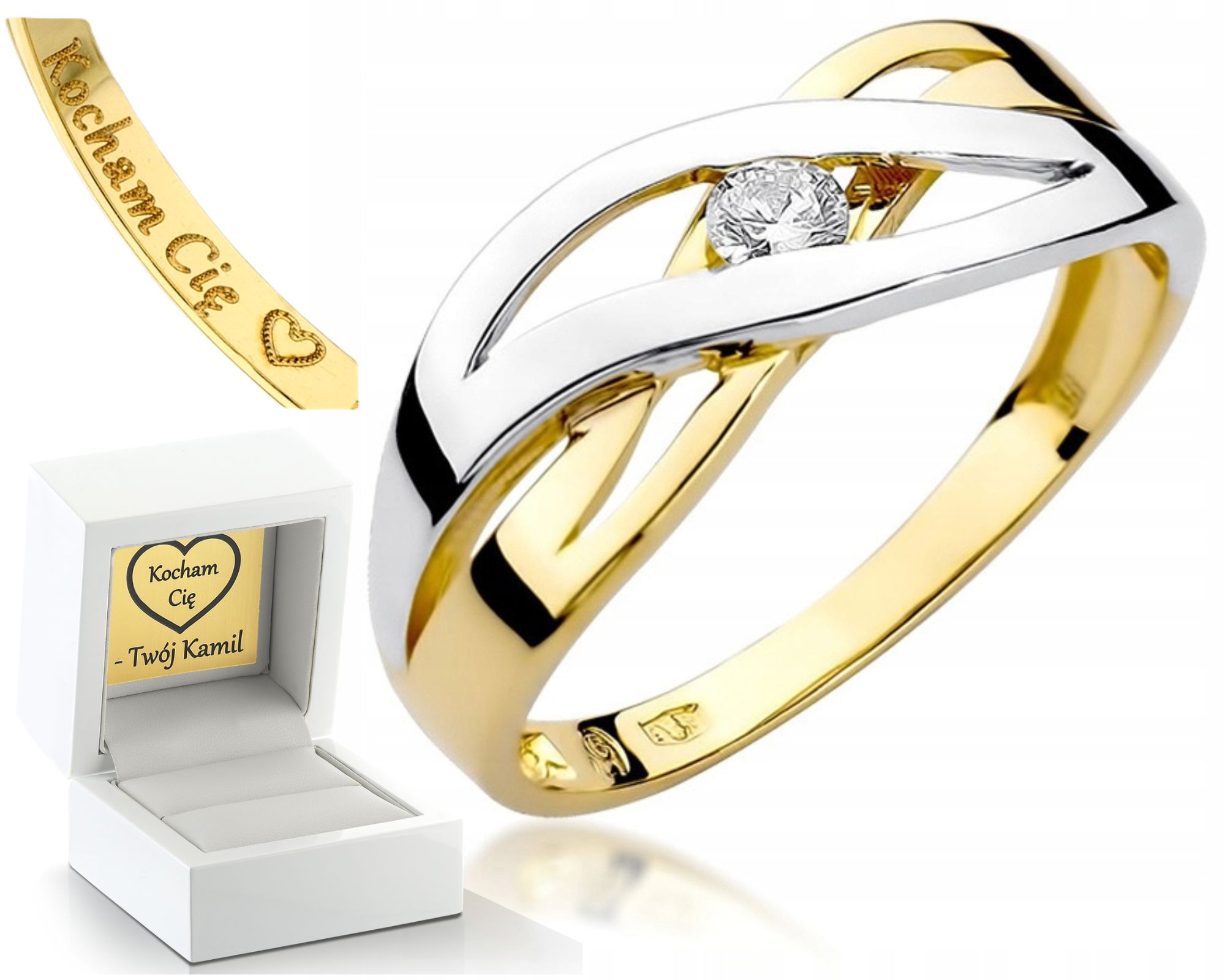 Dvoubarevný Prstýnek Briliantový 0,10 Ct