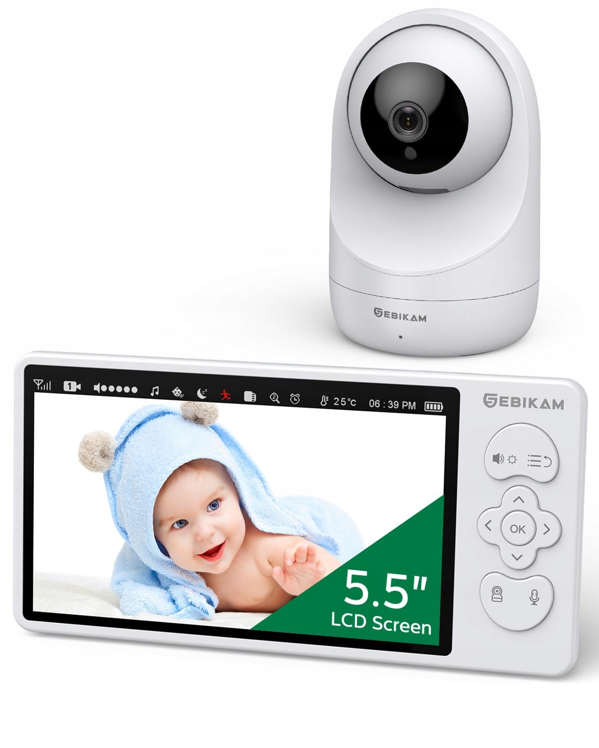 SEBIKAM Baby Monitor Kamera 720P HD Ekran 4000mAh VOX Tryb Nocny Audio