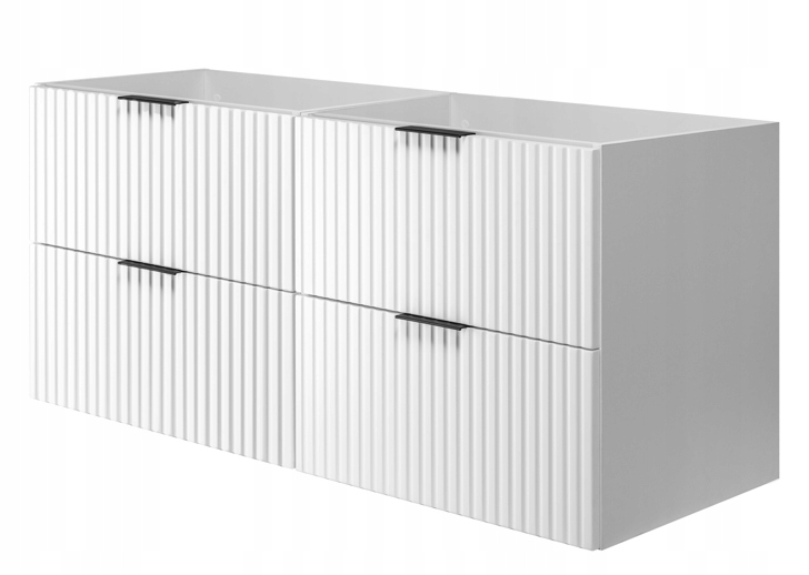 Koupelnová skříňka pod umyvadlo 160 cm Bílá Módní Rýhovaná Mdf čela