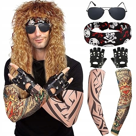 Paruka Z 80. Let Pro Muže A Ženy Na Karneval Kostým Heavy Metalového Věnce