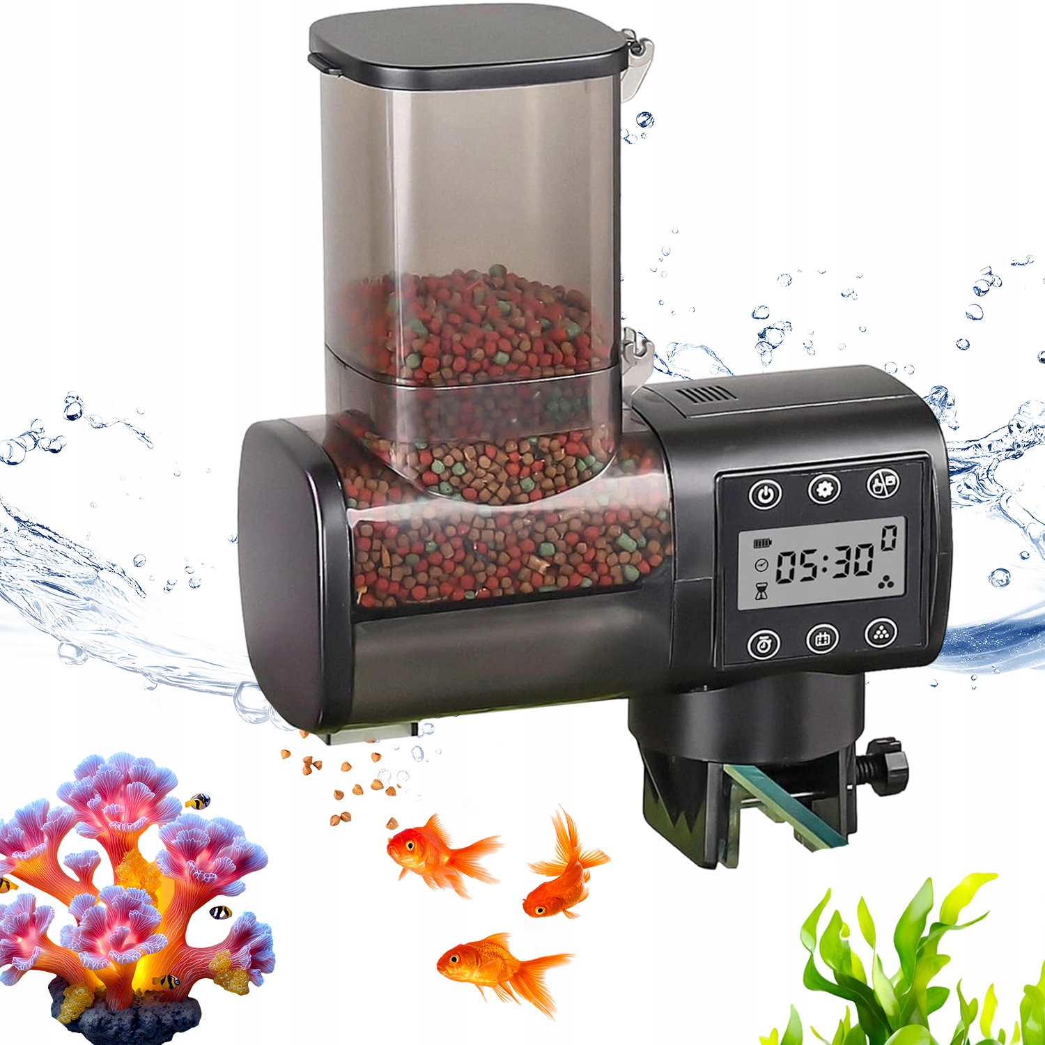 Levně Automatické Krmítko Pro Ryby Do Akvária S LCD Displejem 500 ML