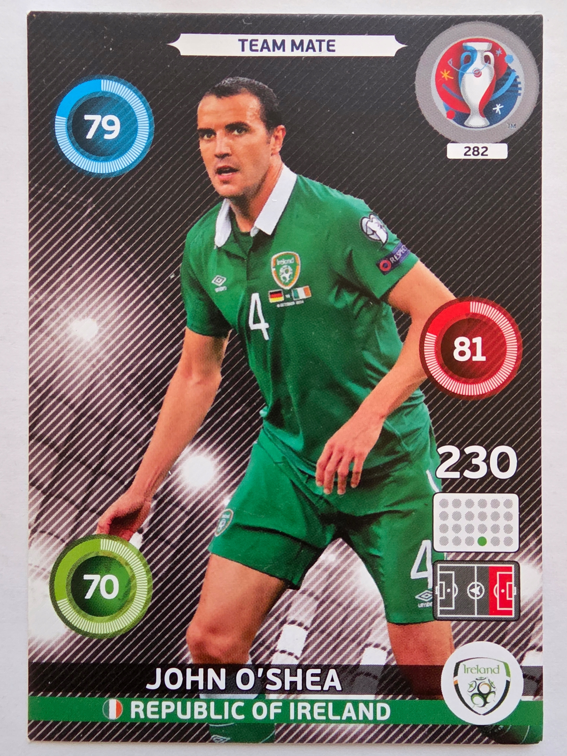 2016 Panini Euro John O'Shea Irlandia Nr 282 /H13