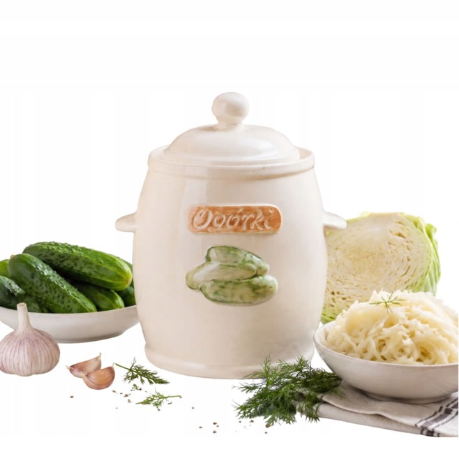 Beczka do kiszenia "Ogórki" 3L Kremowa (Hermetyczna) Kamionka Krystynka