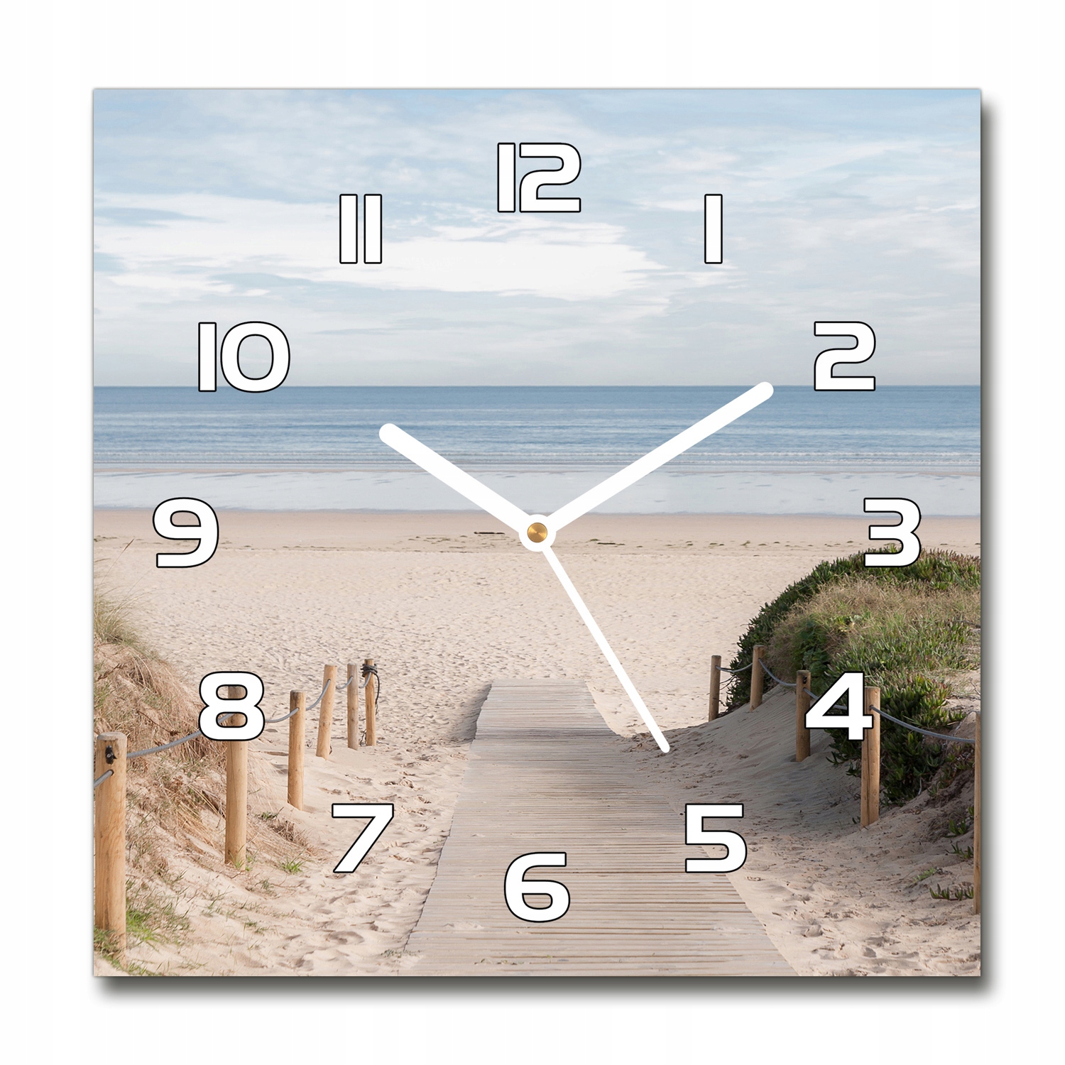 

Zegar szklany kwadratowy Ścieżka na plażę 30x30 cm