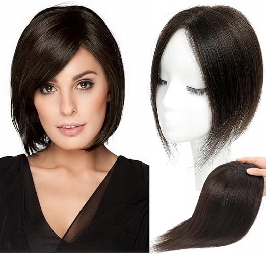 Topper z přírodních vlasů clip in tmavě hnědý 45 cm Morichy Hair