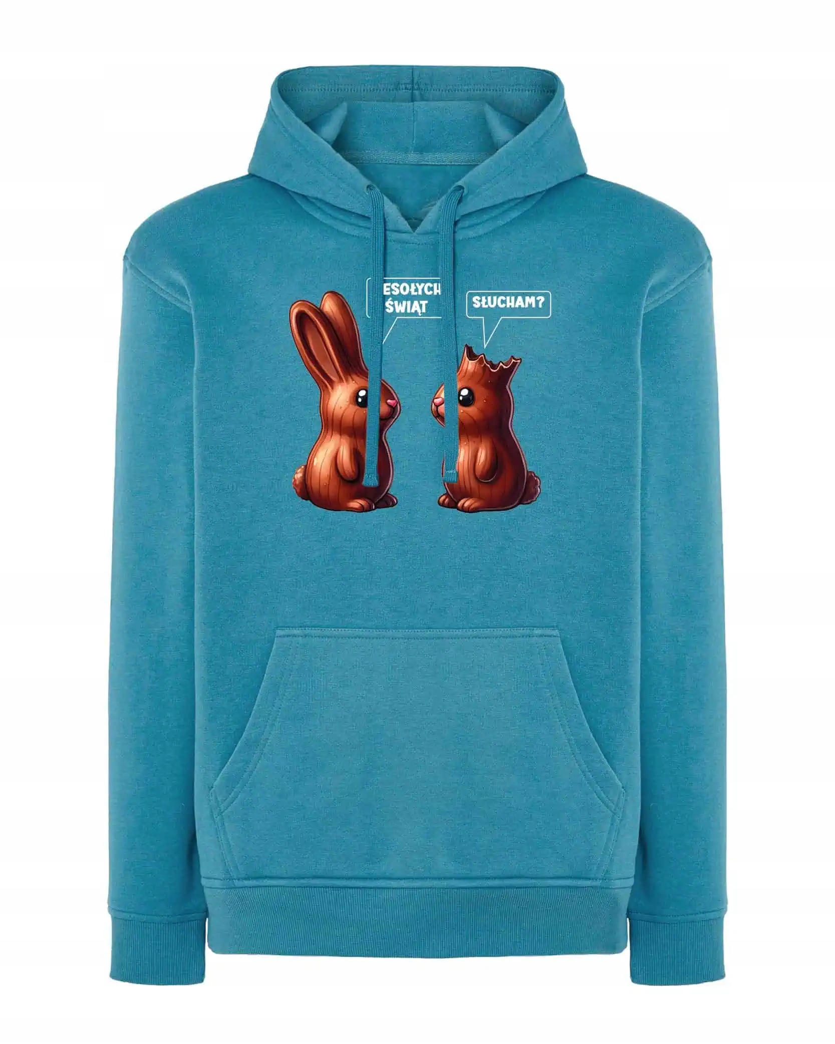 Mikina s kapucí Čokoládové zajíčci Velikonoce Modrá L