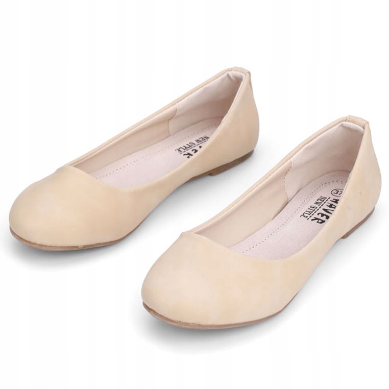 

Balerinki damskie gładkie beżowe płaski wygodne