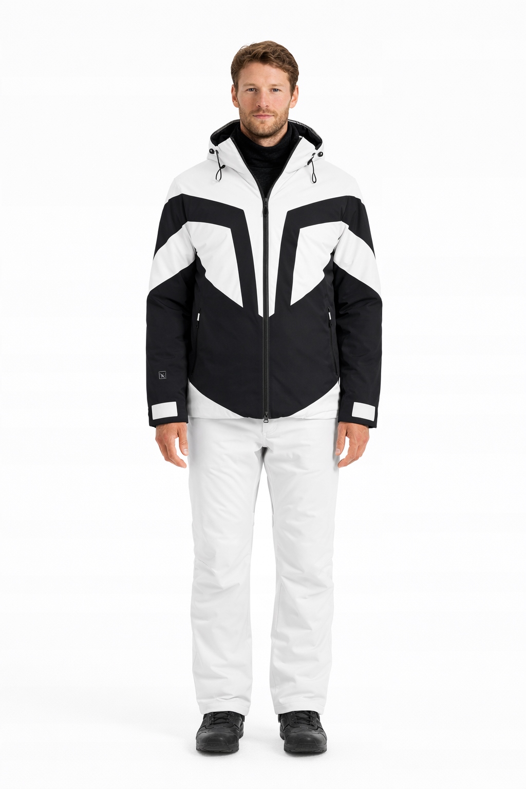 Emporio Armani Pánská Softshellová Bunda Černobílá S Kapucí L I3C