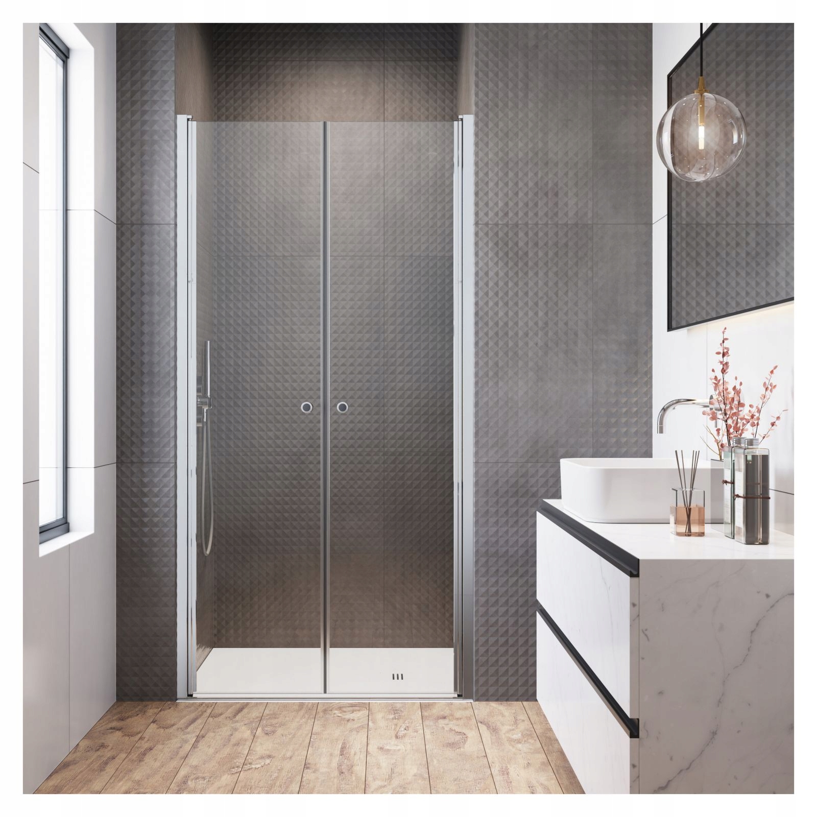 Drzwi prysznicowe szklane prysznic 120 brązowe Rodzaj drzwi do wnęki