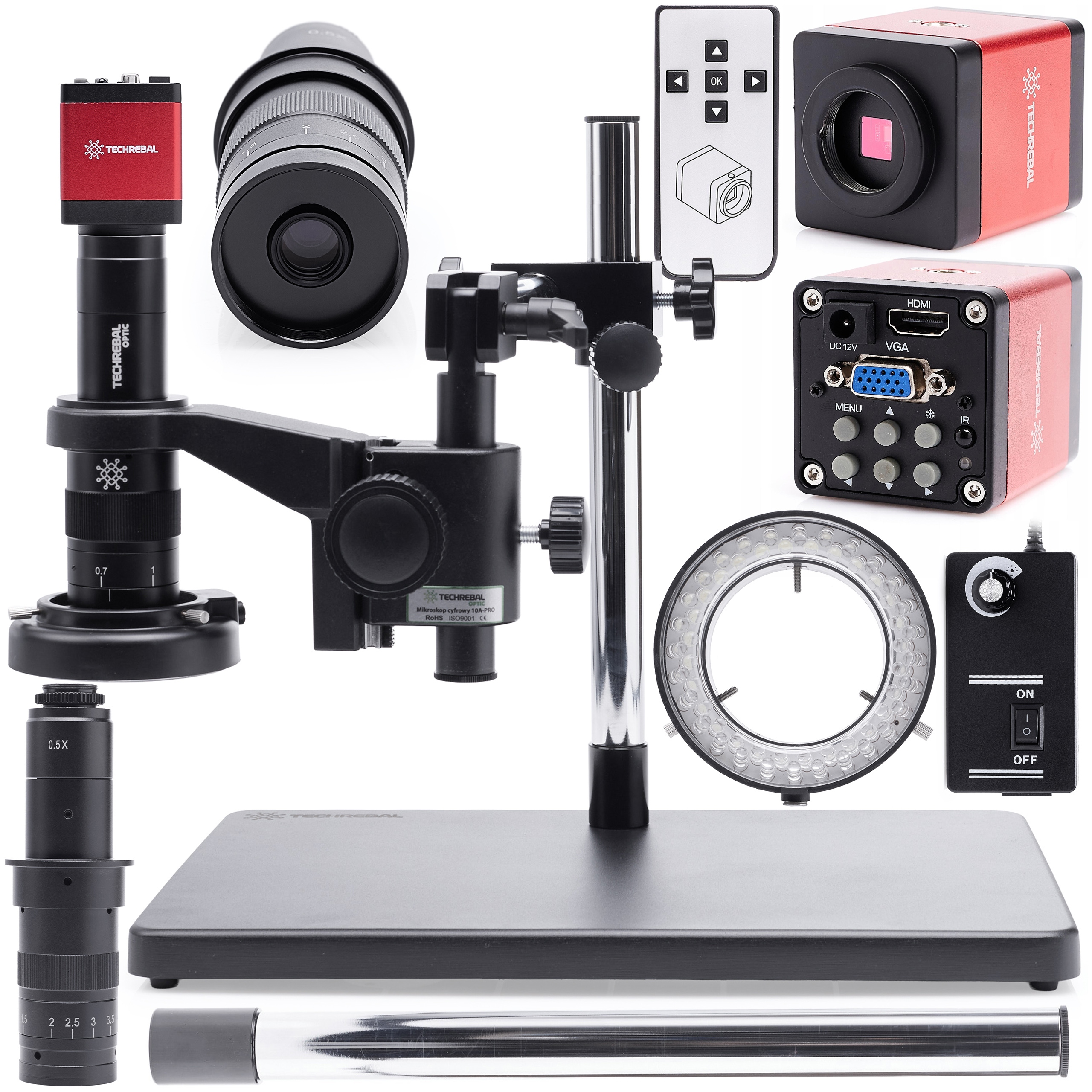 Digitální Mikroskop 10A Kamera Full Hd Osvětlení 56x Led Rameno Techrebal