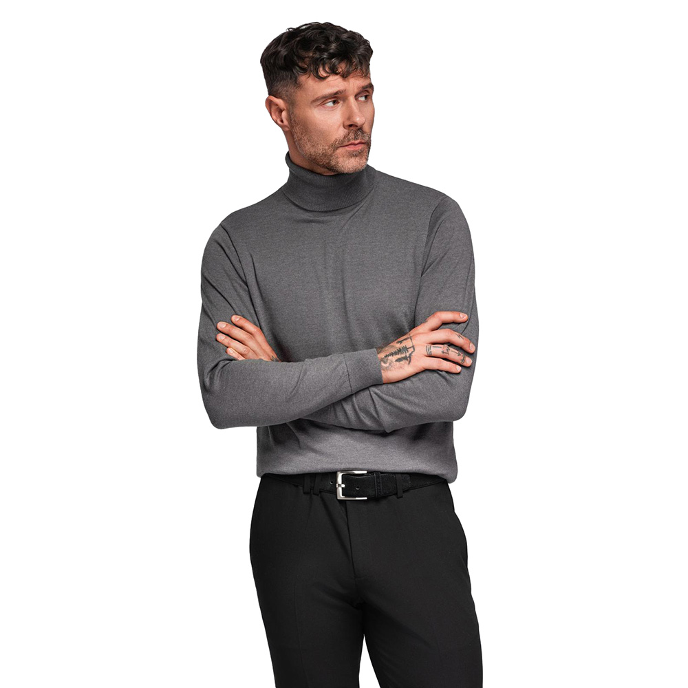 Pánský klasický rolák s viskózou, šedý melír Ombre OM-SWTN-0101 V2 vel S