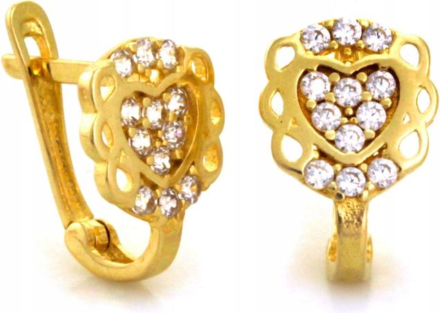 Náušnice zlaté 585, nápadité, ažurové srdíčka, elegantní vzor jako dárek